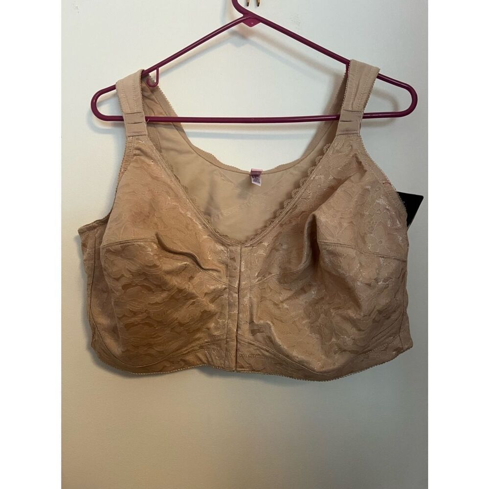 Lace-Overlay Full Coverage Comfort Bra in Beige
